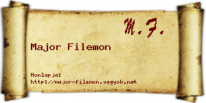 Major Filemon névjegykártya